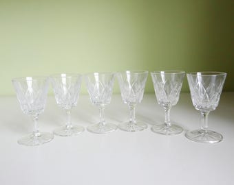 VMC France Reims - Set of 4 Four Crystal Shot Glasses - Model Transparent Harlequin 1970s Shotglass