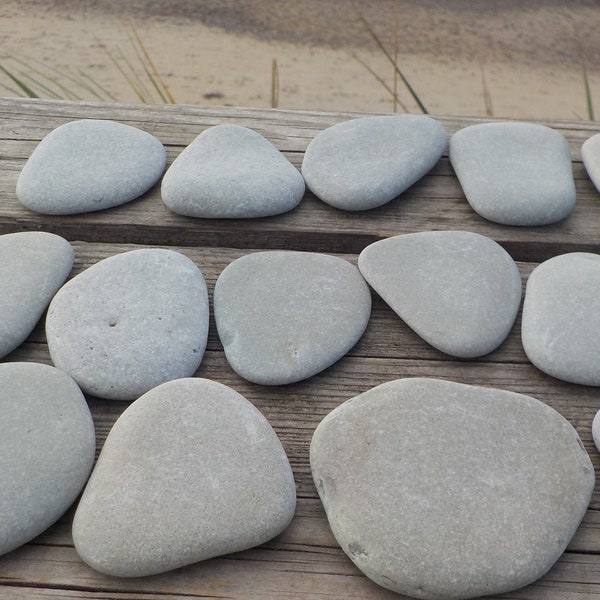 Handgefertigte Steine-Set aus 10 Kieselsteinen-Größe 50-60 mm-Malsteine-Dünne-Flache-längliche-runde Kieselsteine-Kieselsteine Art-DIY#B254