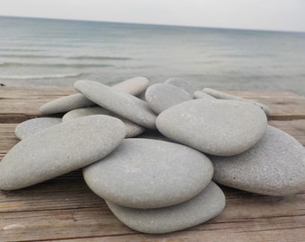 Craft stones-Set of 6 Medium Beach Pebbles -Size 2.4-2.75"/60-70mm-Small Stones-Flat-elongated-Round Shaped Pebbles-Pebbles Art-DIY#B221