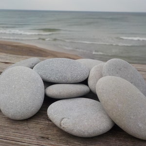 Craft Stone decor-Set of 10 Medium White pebbles-Size 2.2-3"/55-75 mm-Painting Stones-Round elongated Shaped stones-Pebble Art-DIY#B254