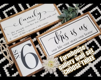 Farmhouse sign set of 3, farmhouse sign bundle, this is us, party of sign, number sign, farmhouse sign, home definition sign, family sign