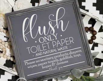 Do not flush sign, toilet paper only, funny bathroom sign, septic safe sign, bathroom wall art, bathroom decor sign, Farmhouse bathroom sign