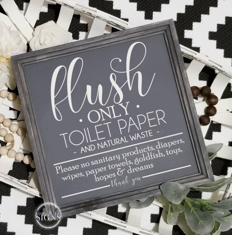 Do Not Flush Sign Toilet Paper Only Funny Bathroom Sign - Etsy