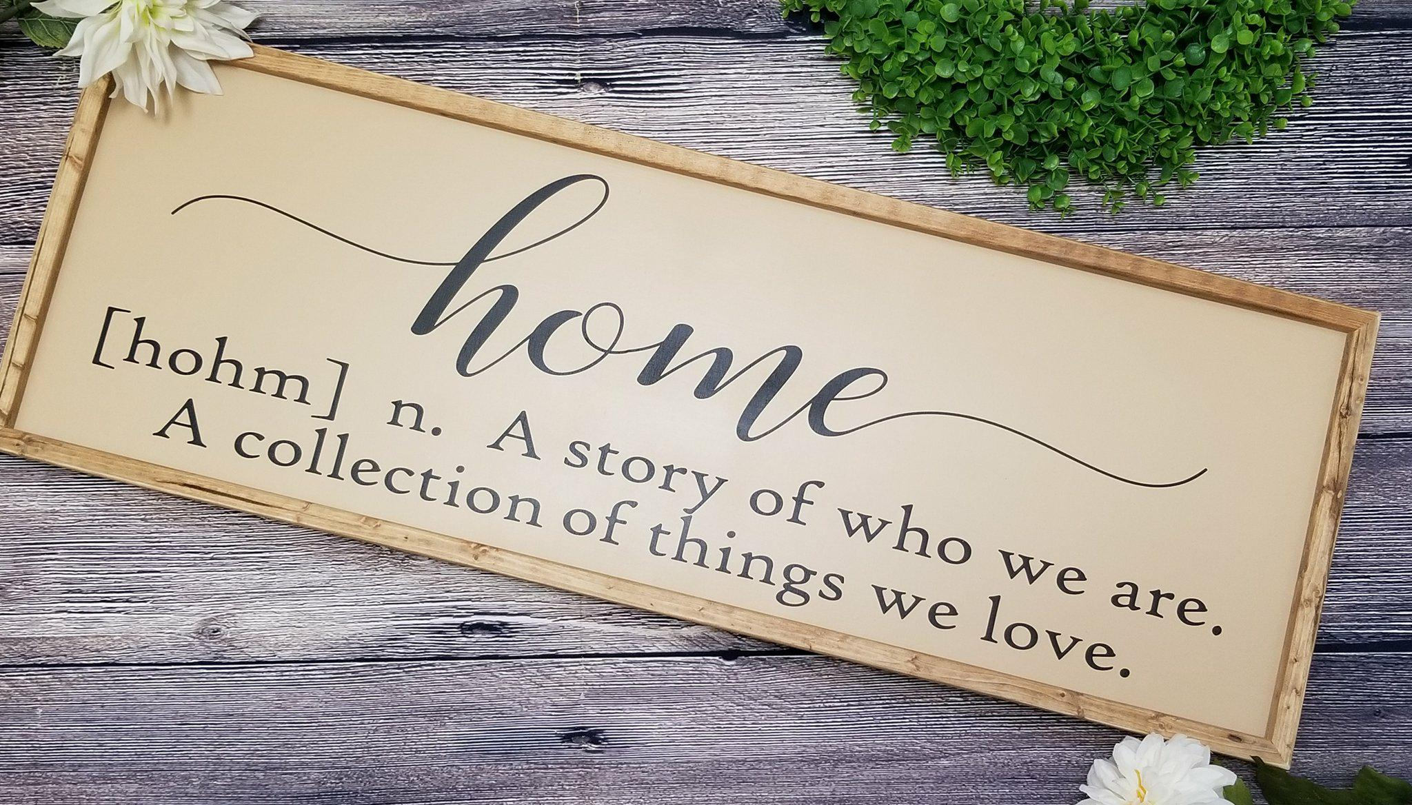 Home sign Home definition Home sweet home sign farmhouse Etsy