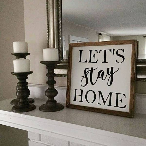 Let's Stay Home sign, Let's stay home wood sign, Home sign, over the bed sign, farmhouse style sign, master bedroom decor, bedroom sign