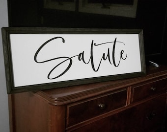 Salute, salute wood sign, framed wood sign, kitchen sign, Italian sign, farmhouse sign, Tuscan decor, signs for kitchen, wood eat sign