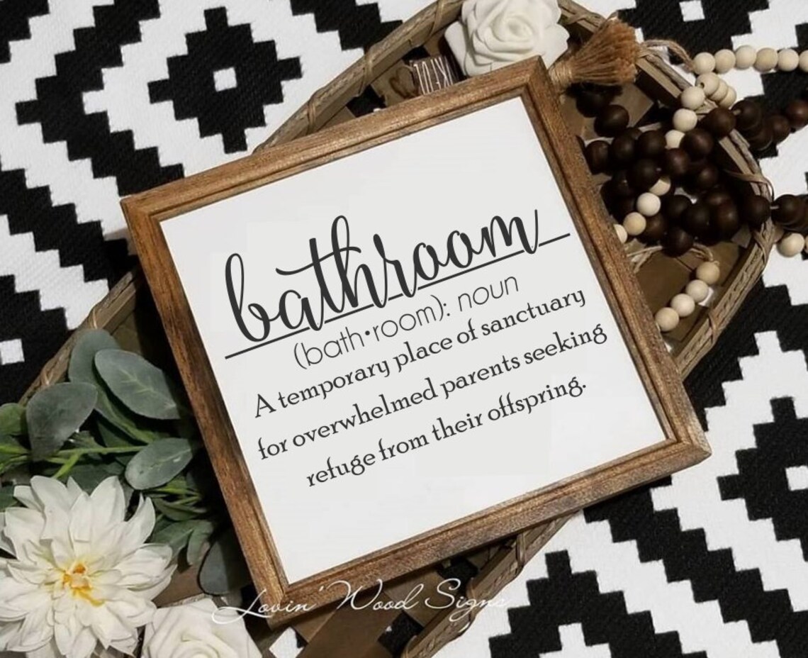 Funny bathroom sign temporary sanctuary for overwhelmed | Etsy