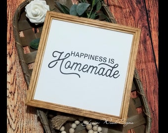 Happiness is homemade, wood sign, kitchen sign, kitchen decor, happiness is homemade sign, farmhouse decor, living room decor, kitchen art