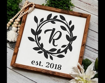 Family Monogram sign, Established date, farmhouse, wood sign, hand painted, family, gallery wall decor, farmhouse decor, farmhouse sign