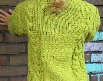 knit sweater with buttons, Handknit green childs cardigan, Girls sweater, Sweater with patterns