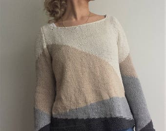 Hand Knit Sweater, Hand Knitted sweater, Long Sleeved, Knitwear, Cotton sweater, Handmade sweater, Handknit, Knitted womens sweaters