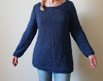 Hand Knitted, Wool Sweater, Women knitted sweater, Women blue sweater, Knitwear for women, Jumper, Knit sweater, Handmade sweater, Handknit
