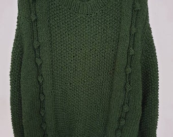 Dark green sweater, winter sweater, handmade, wool pullover, knitted sweater, hand knitted woman's sweater