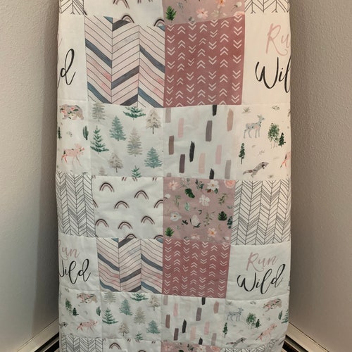 Baby deals Quilt | Floral | Rose | Rainbow | Run Wild