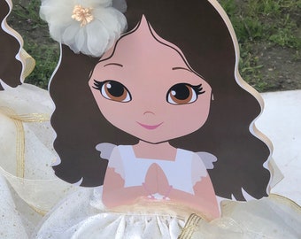First Holy Communion Religious Girl Centerpieces Blond Etsy
