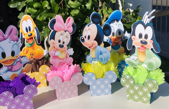 1st Birthday Baby Boy Mickey Mouse Centerpieces Minnie Etsy