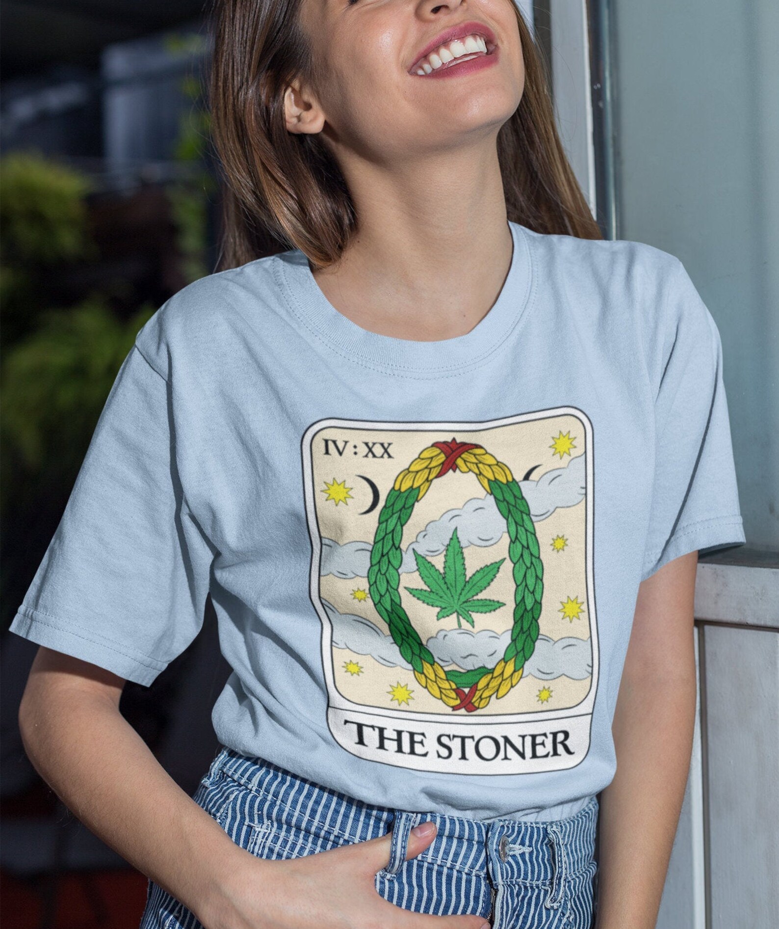 The Stoner Tarot Card Weed Tshirt Tarot Card Cannabis Leaf Etsy
