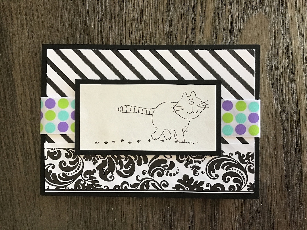 Handmade Hello Greeting Card With Ribbon - Etsy