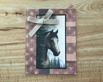 Horse Birthday Card: printed paper, ribbon bow