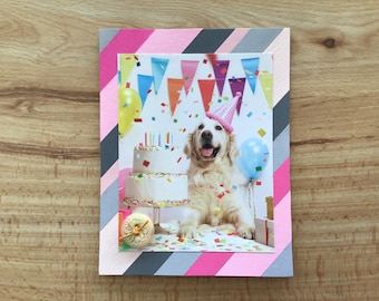 Dog Birthday Card: button and string