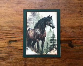 Horse greeting card: layered printed paper, blank inside