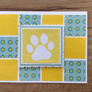 Hand Stamped Dog Paw Card: “Woof” Stamped inside