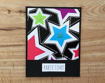 Hand Stamped Birthday Card: with 2 acrylic stars