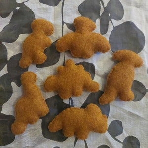 Dinosaur Chicken Nuggets (Set of 6) Felt Handmade Play Food