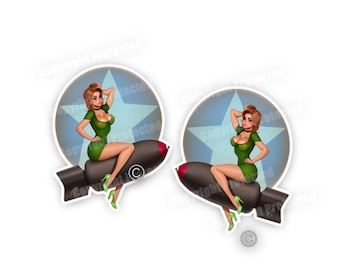 Pin-up WWII Style Nose Art  Bomber art  Decals Sticker Decal Stickers  Retro PinUp Blondie Military