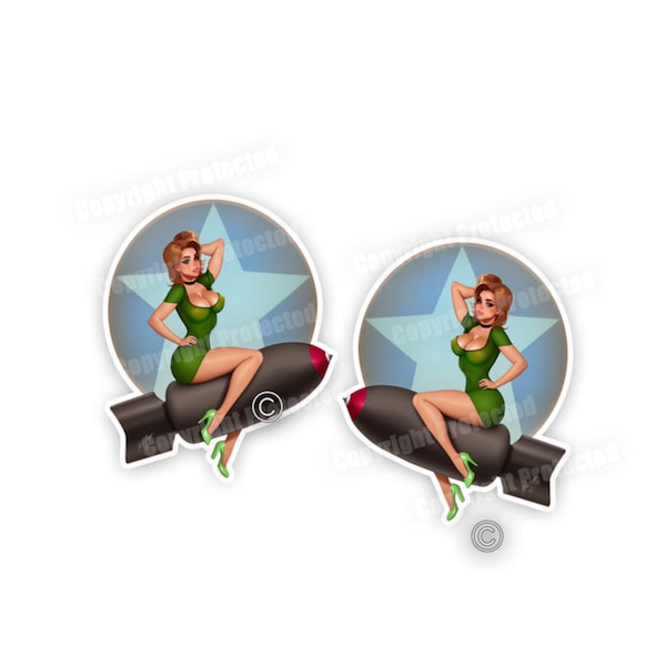 Pin-up WWII Style Nose Art  Bomber art  Decals Sticker Decal Stickers  Retro PinUp Blondie Military