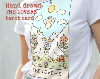 The Lovers Goose Tarot Pastel PNG Hand Drawn Cutie Kawaii Tarot Art