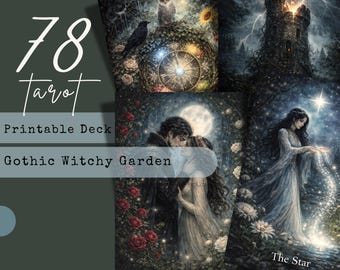 Gothic Witchy Garden Tarot Deck 78 Cards Printable