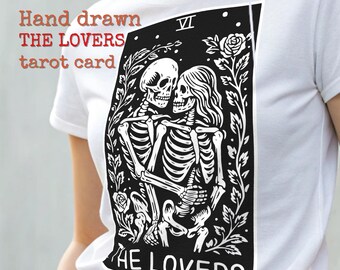 The Lovers Skeleton Tarot SVG PNG Hand Drawn Gothic Tarot Art