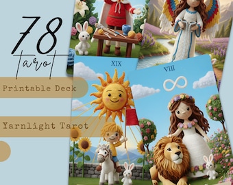 78 Crochet Yarnlight Inspired  Printable Tarot Deck Digital Download A4 Ready Print