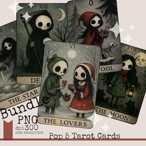 Die Original Top 5 Tarotkarten, Die verwunschenen Noel Tarotkarten, Der Narr Png, Die Liebhaber Png, Der Mond Png, Der Stern, Tod Süßes Monster X'mas
