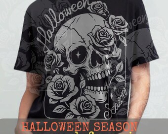 Halloween Season Rose Skeleton Skull SVG PNG EPS Ai, Ghost Head and Road
