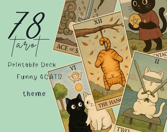 Funny Cats Tarot Deck: 78 Card Kawaii Kitty Tarot (Digital Download)