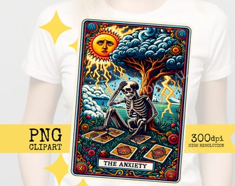 Skeleton Tarot Card PNG Clipart: Anxiety Occult Gothic Art (Digital Download)