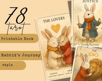78 Kawaii Rabbit’s Journey Tarot Deck Digital Download
