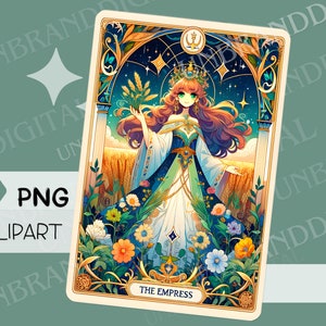 Tarot Comic Cards, cartes fantaisistes japonaises, Clipart PNG, téléchargement numérique, Clipart Manga mignon