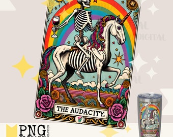 Audacity Tarot Card: Skeleton Unicorn PNG (Digital Download)