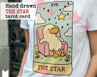 The Star Goose Tarot Card Printable ,Pastel Hand Drawn Tarot Wall Art