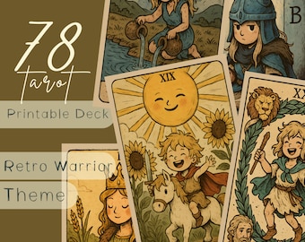 Retro Warrior Tarot Deck: Whimsical Fantasy Art (Digital Download)