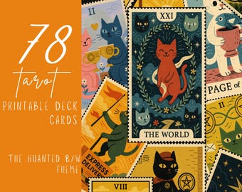 Stamp Cats Tarot Deck: Manga Delivery Theme (Printable 78-Card Deck)