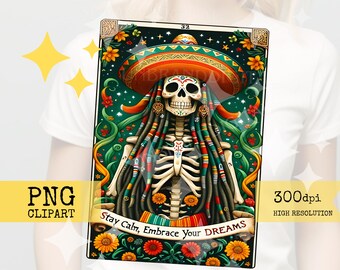 Cinco De Mayo Skeleton Tarot Card PNG Clipart (Digital Download)