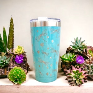 Dragonfly daisy 20oz Cup Wrap Lightburn Laser File