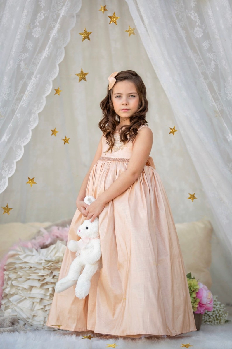 easter dress ivory flowergirl dress special occasion dress Champagne flowergirl dress couture dress pageant dress formal dress