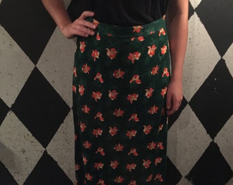70's FLORAL skirt, Maxi Skirt, Boho Maxi, Hippie Maxi Skirt, Vintage Skirt, Size Large