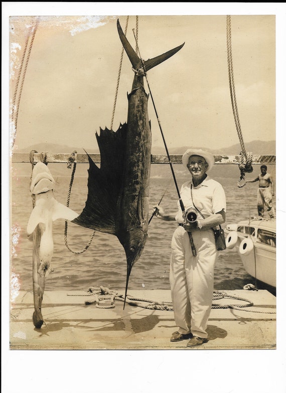 vintage fishing photograph marlin, file download