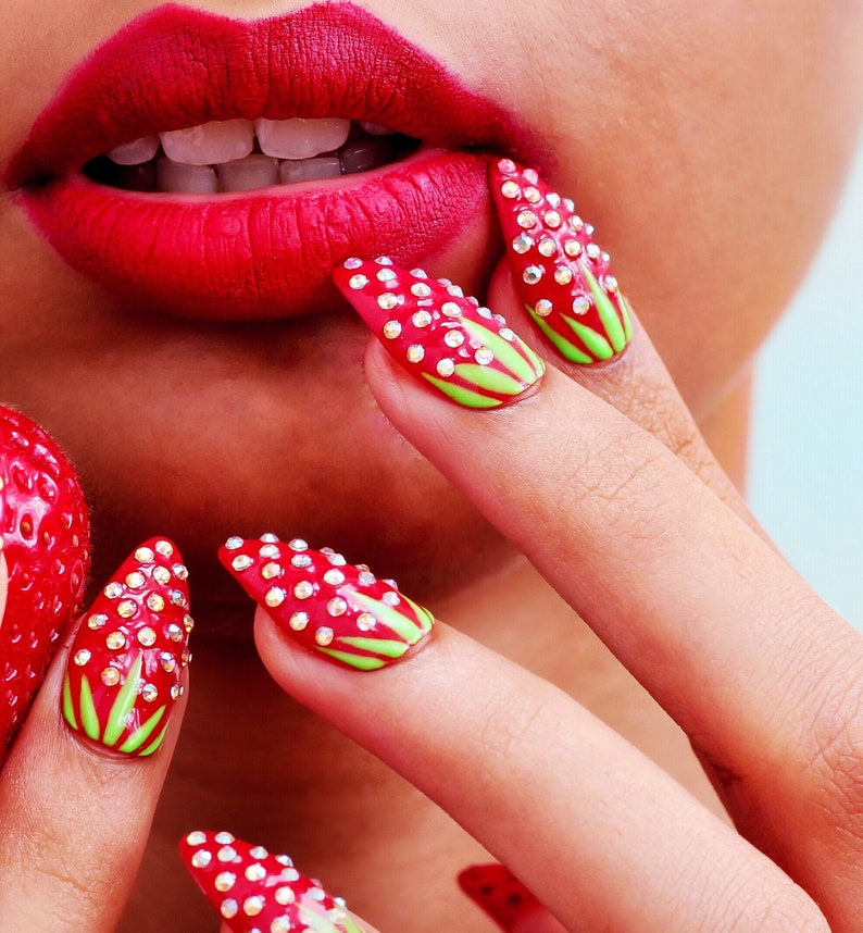 Press On Nails Summer Nails Fake Nails False Nails Press image 1